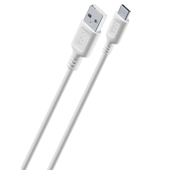 Cablu de încărcare și date Cellularline Become Eco, USB Type-A/USB Type-C, 1m, Alb