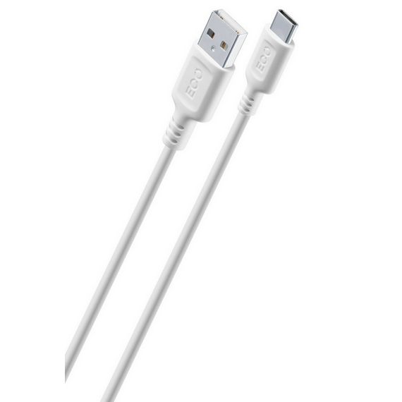 Cablu de încărcare și date Cellularline Become Eco, USB Type-A/USB Type-C, 1m, Alb, 2 image