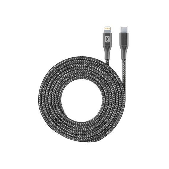 Cable de date Cellularline Long Cable, Lightning/USB Type-C, 2,5m, Negru