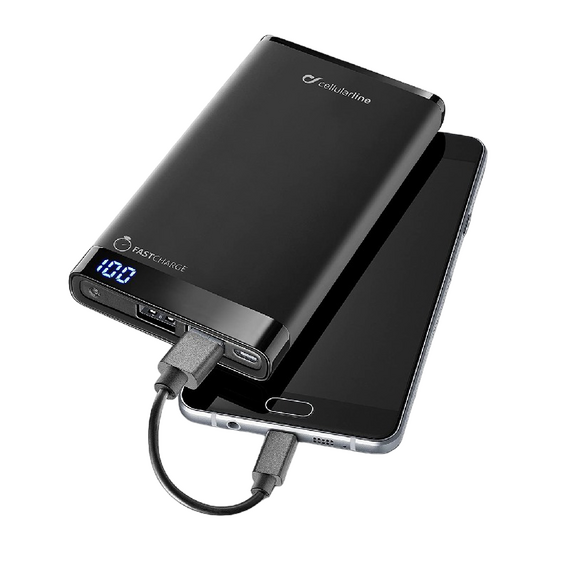 Acumulator extern Cellularline FreePower Slim 8000, 8000mAh, Negru