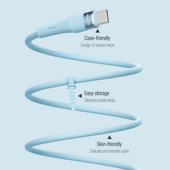 Cablu de încărcare Nillkin Type-C to Type-C Cable, Flowspeed, USB Type-C/USB Type-C, 1,2m, Albastru, 2 image
