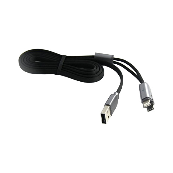 Cablu încărcare și sincronizare Remax RC-025t, Lightning, micro-USB/USB Type-A, 1m, Negru