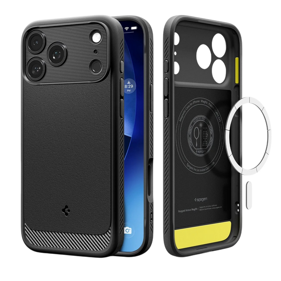 Husă Spigen Rugged Armor Mag pentru Apple iPhone 17 Pro, Negru Mat, 2 image