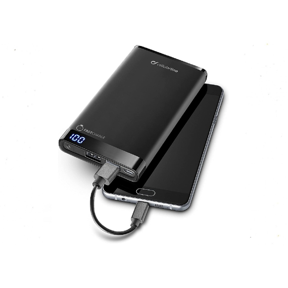 Acumulator extern Cellularline FreePower Slim 8000, 8000mAh, Negru, 2 image