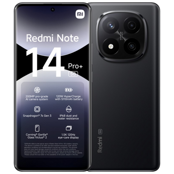 Xiaomi Redmi Note 14 Pro+, 12GB/512GB, Midnight Black