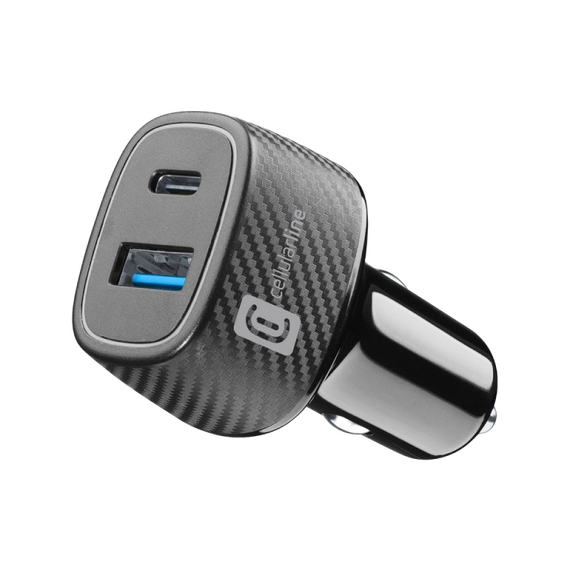 Incărcător auto Cellularline 18W+ PD 30W, 48W, Negru