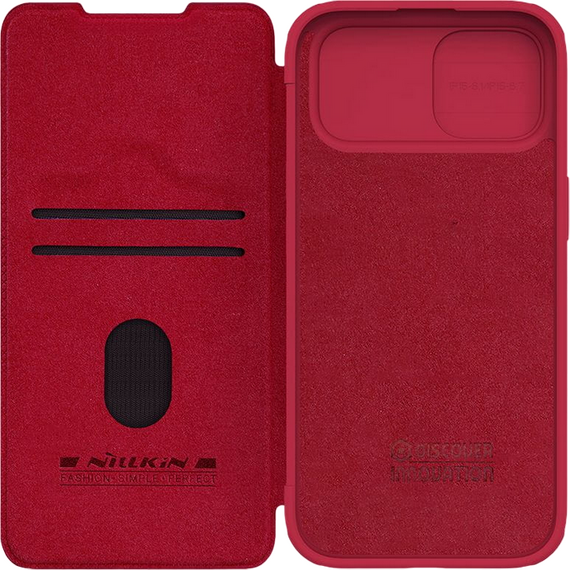 Husă tip carte Nillkin iPhone 15 - Qin Pro, Roșu, 2 image