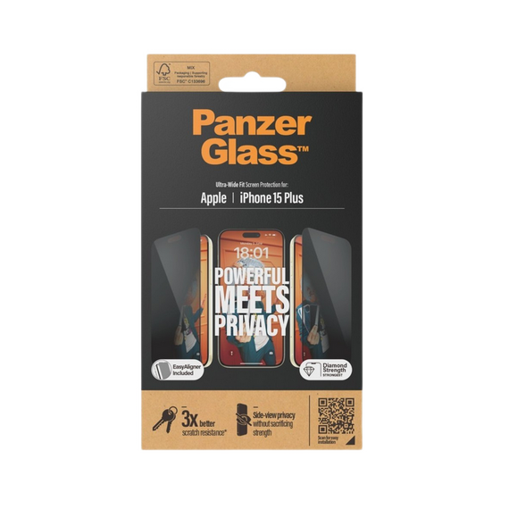 Sticlă de protecție PanzerGlass iPhone 15 Plus Privacy wA, Transparent, 2 image