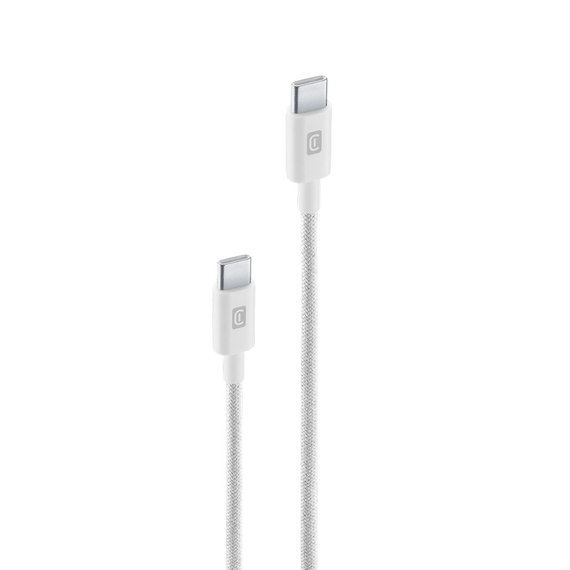 Cablu de încărcare și date Cellularline Power Braided, USB Type-C/USB Type-C, 2,5m, Alb