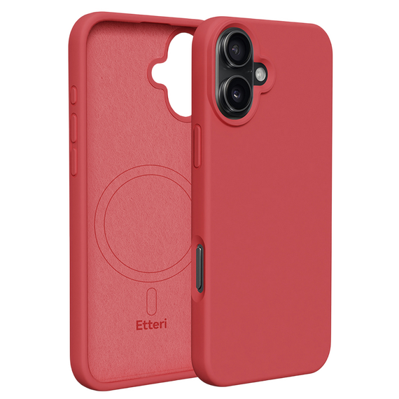 Husă Etteri Silicone Mag pentru Apple iPhone 16, Raspberry