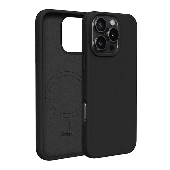 Husă Etteri Silicone Mag case pentru iPhone 16 Pro, Negru