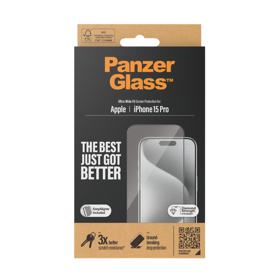 Sticlă de protecție PanzerGlass iPhone 15 Pro UWF wA, Transparent, 2 image