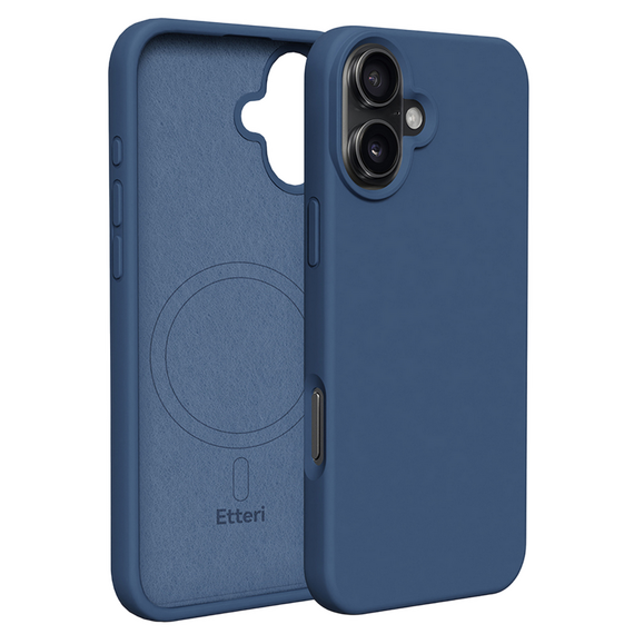 Husă Etteri Silicone Mag case pentru iPhone 16, Albastru-închis