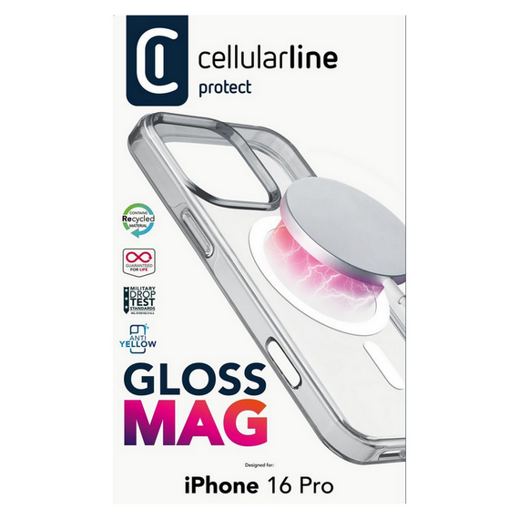 Husă Cellularline Gloss Mag - iPhone 16 Pro, Transparent, 3 image