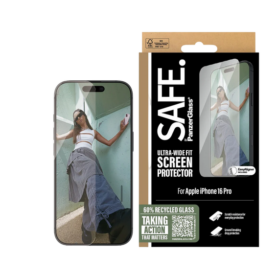 Sticlă de protecție PanzerGlass SAFE. UWF for iPhone 16 Pro, Transparent, 2 image