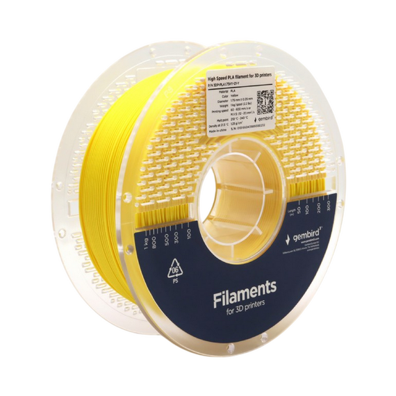 Filament pentru imprimantă 3D Gembird 3DP-PLA1.75HY-01-Y, PLA, Galben, 1.75 mm, 1kg, 2 image