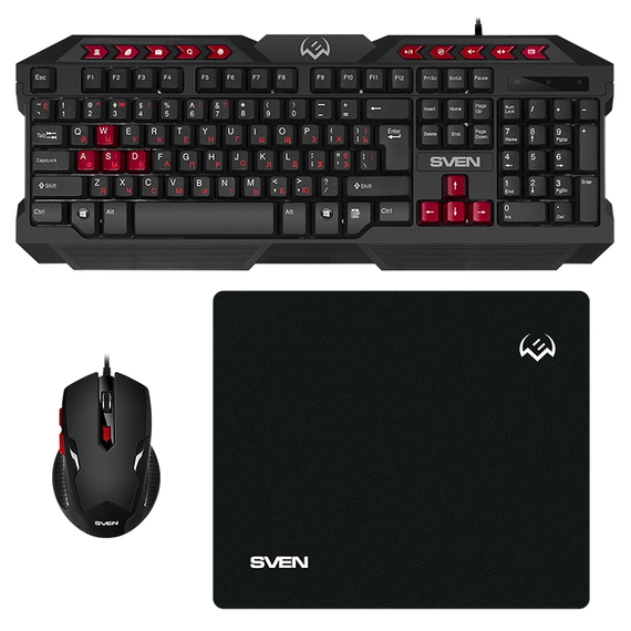 Set Tastatură + Mouse + Mouse Pad SVEN GS-9200, Cu fir, Negru/Rosu, 7 image