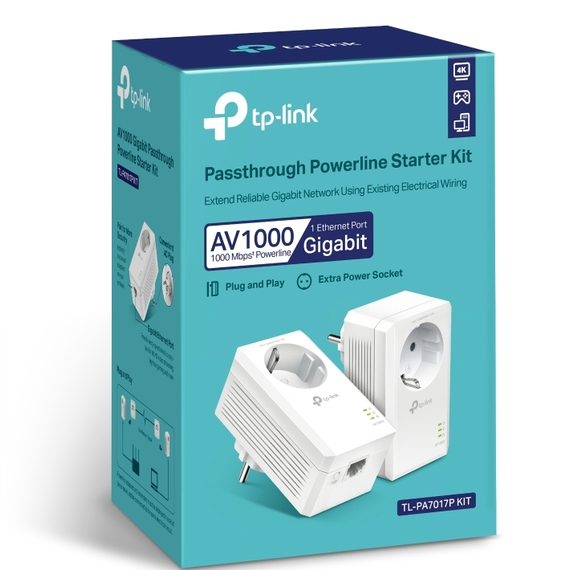 Powerline Adapter  TP-LINK TL-PA7017P KIT, AV1000, 1000 Mbps, Alb, 4 image