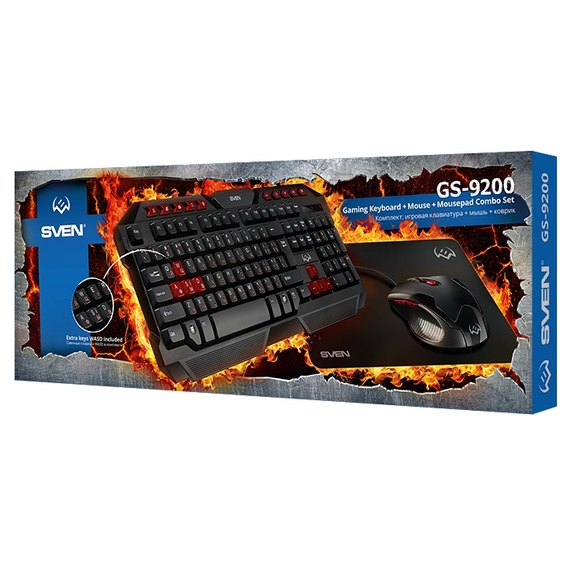 Set Tastatură + Mouse + Mouse Pad SVEN GS-9200, Cu fir, Negru/Rosu, 3 image