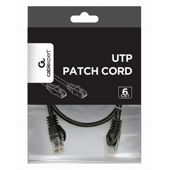 Patch cord Cablexpert PP6U-0.5M/BK, Cat6 UTP, 0,5m, Negru, 2 image
