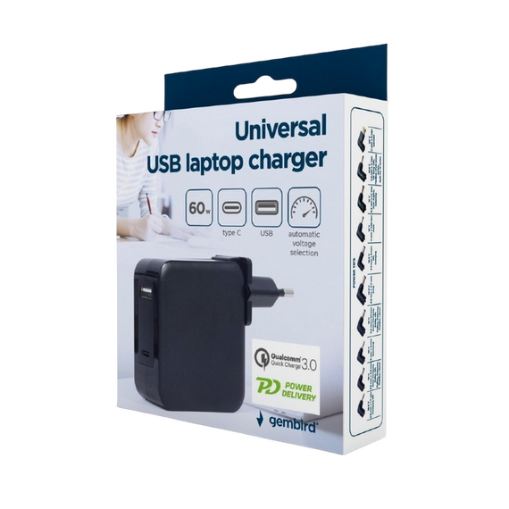 Adaptor de rețea universal Gembird NPA-PD60-01, 60W, 4 image