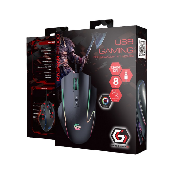 Gaming Mouse Gembird RAGNAR-RX300, Negru, 2 image