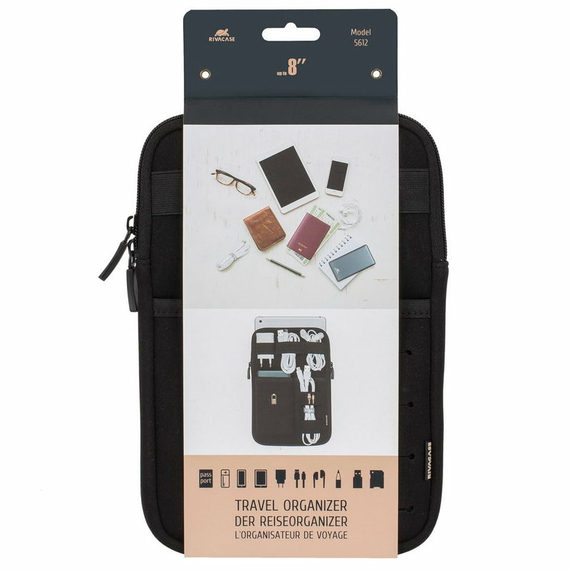 Organizator pentru calatorie RivaCase Antishock, 8", Poliester, Negru, 5 image