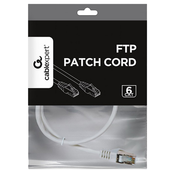 Patch cord Cablexpert PP6-0.5M/W, Cat6 FTP , 0,5m, Alb, 3 image