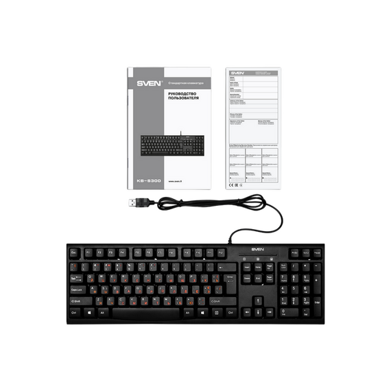 Tastatură SVEN KB-S300, Cu fir, Negru, 3 image