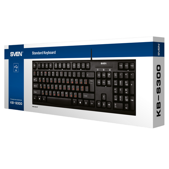Tastatură SVEN KB-S300, Cu fir, Negru, 2 image
