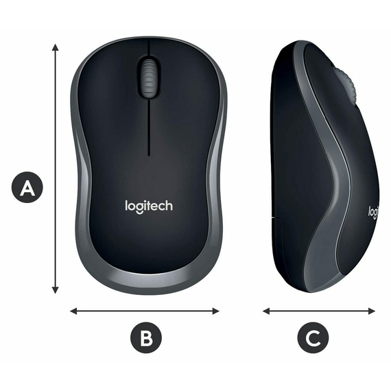 Mouse Wireless Logitech M185, Gri, 2 image