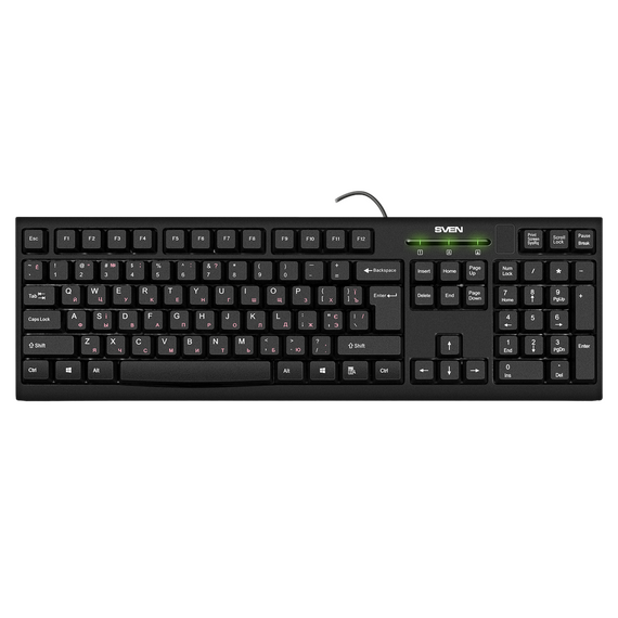 Tastatură SVEN KB-S300, Cu fir, Negru