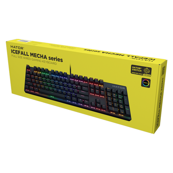 Tastatură HATOR Icefall Mecha Rainbow, Cu fir, Negru, 2 image