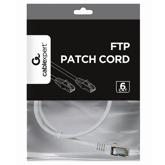 Patch cord Cablexpert PP6-0.5M/W, Cat6 FTP , 0,5m, Alb, 2 image