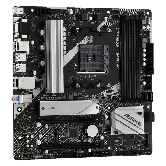 Placă de bază ASRock A520M PRO4, AM4, AMD A520, Micro-ATX, 2 image