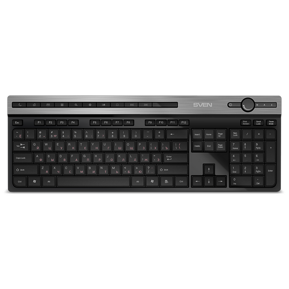 Tastatură SVEN KB-E5500W, Fără fir, Negru | Argintiu