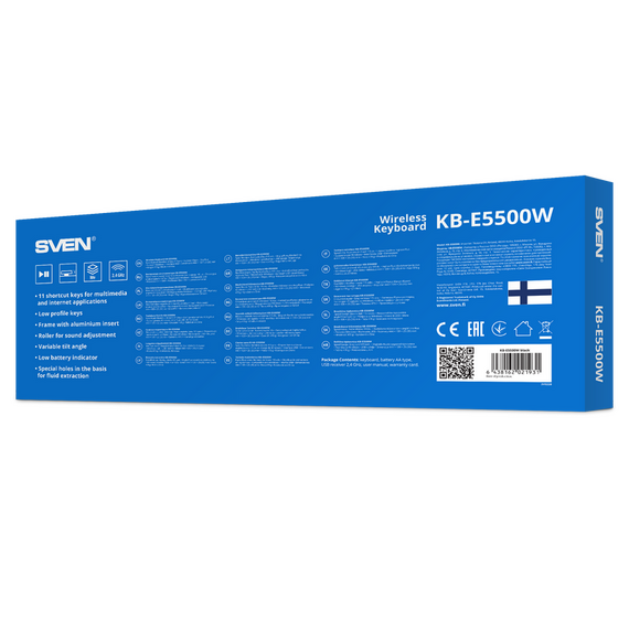 Tastatură SVEN KB-E5500W, Fără fir, Negru | Argintiu, 2 image