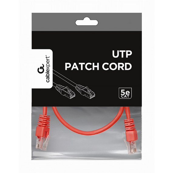 Patch cord Cablexpert PP12-0.25M/R, CAT5e UTP, 0,25m, Roșu, 4 image
