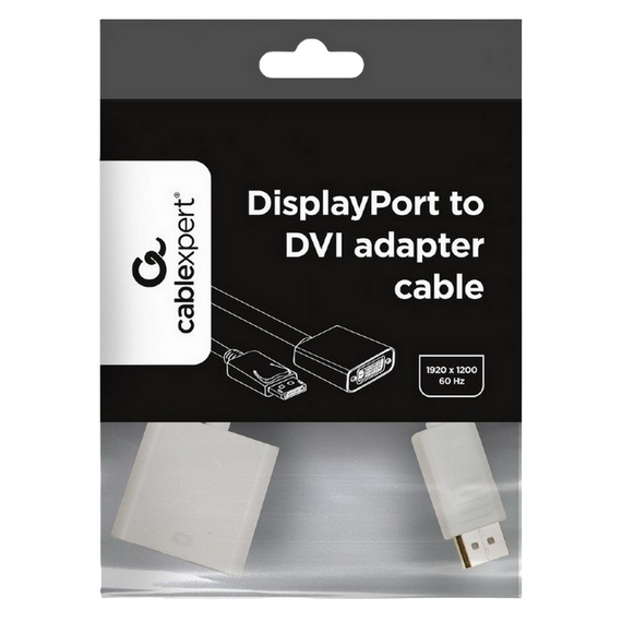 Adaptor Video Cablexpert A-DPM-DVIF-002-W, DisplayPort (M) - DVI-I (F), 0,1m, Alb, 2 image