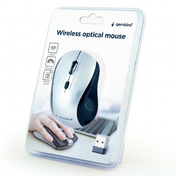 Mouse Wireless Gembird MUSW-4B-02-BS, Negru/Argintiu, 4 image