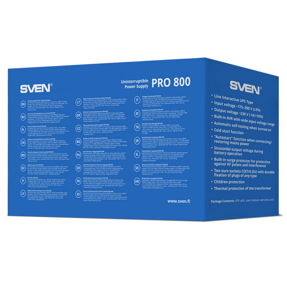 Sursă de alimentare neîntreruptibilă SVEN Pro  800, Linear-interactiv, 800VA, 7 image