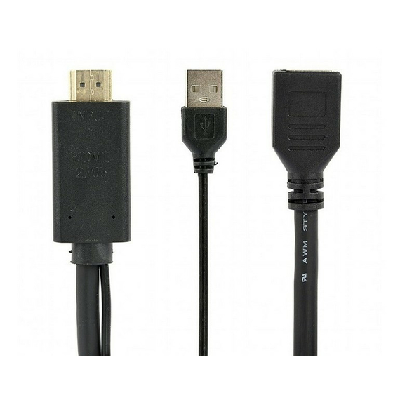 Adaptor Video Cablexpert A-HDMIM-DPF-01, HDMI (M) - DisplayPort, USB Type-A, 0,1m, Negru, 4 image