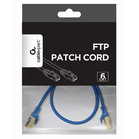 Patch cord Cablexpert PP6-0.5M/B, Cat6 FTP , 0,5m, Albastru, 5 image