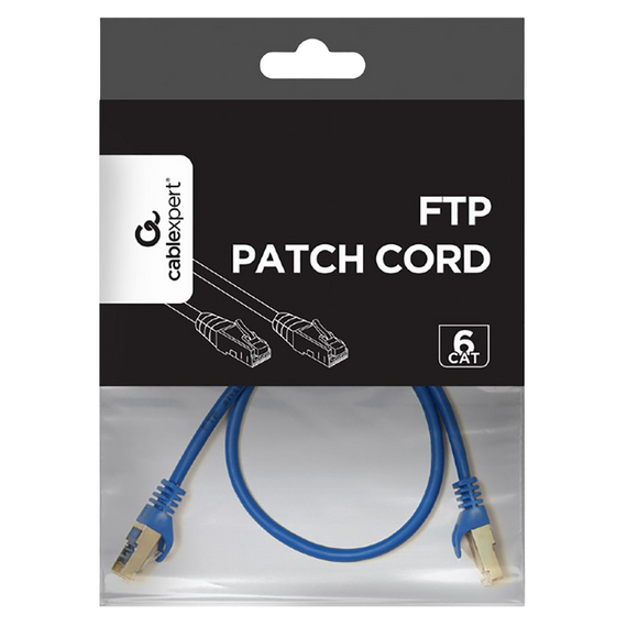 Patch cord Cablexpert PP6-0.5M/B, Cat6 FTP , 0,5m, Albastru, 4 image