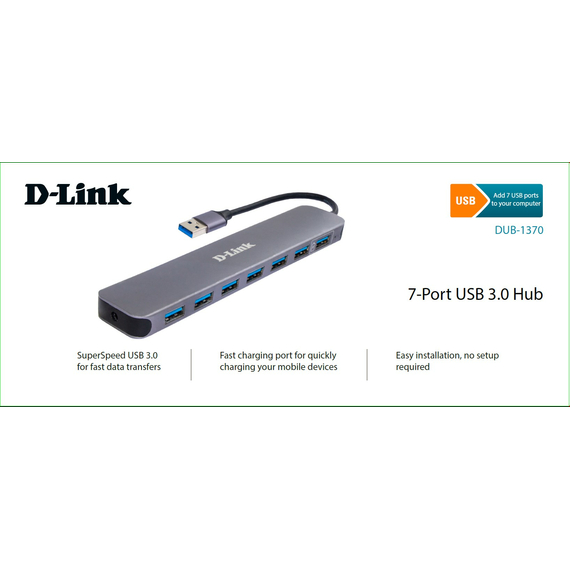 Adaptor Hub D-Link DUB-1370/B2A, Gri, 2 image