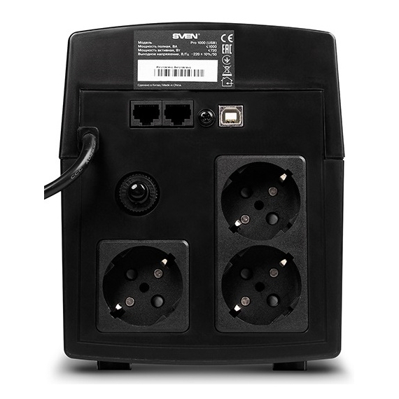 Sursă de alimentare neîntreruptibilă SVEN Pro 1000 LCD, Linear-interactiv, 1000VA, Turn, 7 image