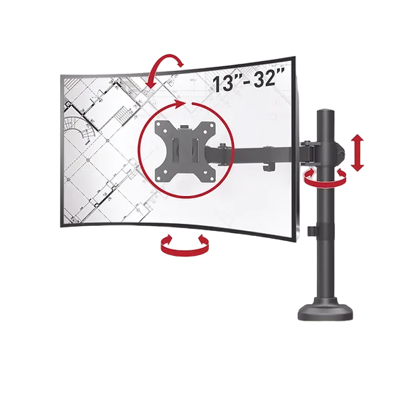 Suport birou pentru monitoare BARKAN M121T, Negru, 2 image