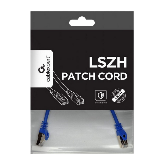 Patch cord Cablexpert PP6A-LSZHCU-B-0.25M, Cat6A SSTP, 0,25m, Albastru, 2 image