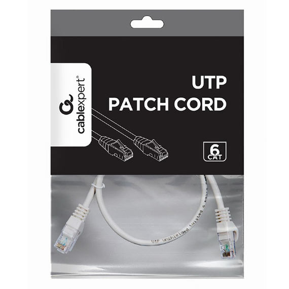 Patch cord Cablexpert PP6U-0.5M, Cat6 UTP, 0,5m, Gri, 2 image