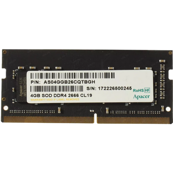 Memorie RAM Apacer AS04GGB26CQTBGH, DDR4 SDRAM, 2666 MHz, 4GB